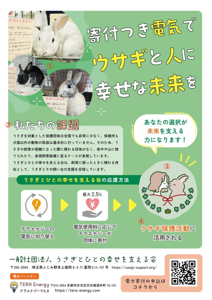 団体を応援してもらうための広報用のフライヤーのサンプル